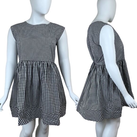 Madewell Dresses & Skirts - Madewell Women Size L Crepe Gingham Cotton Fit & Flare Baby Doll Mini NEW Dress